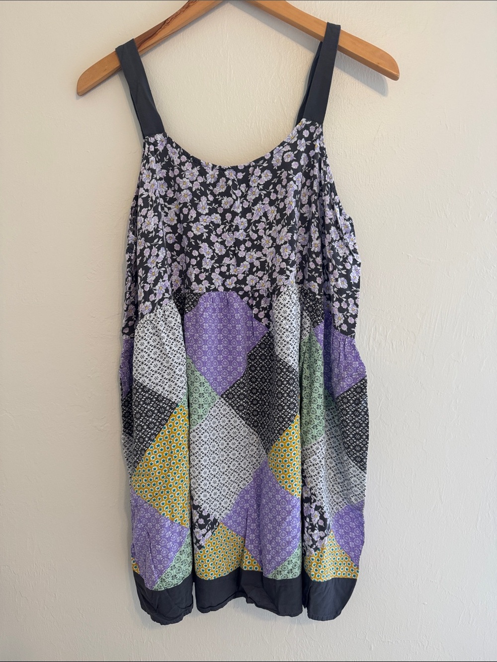 Simply Vera Wang Tunic Tank Top Womens Large Pockets Patchwork Boho Floral